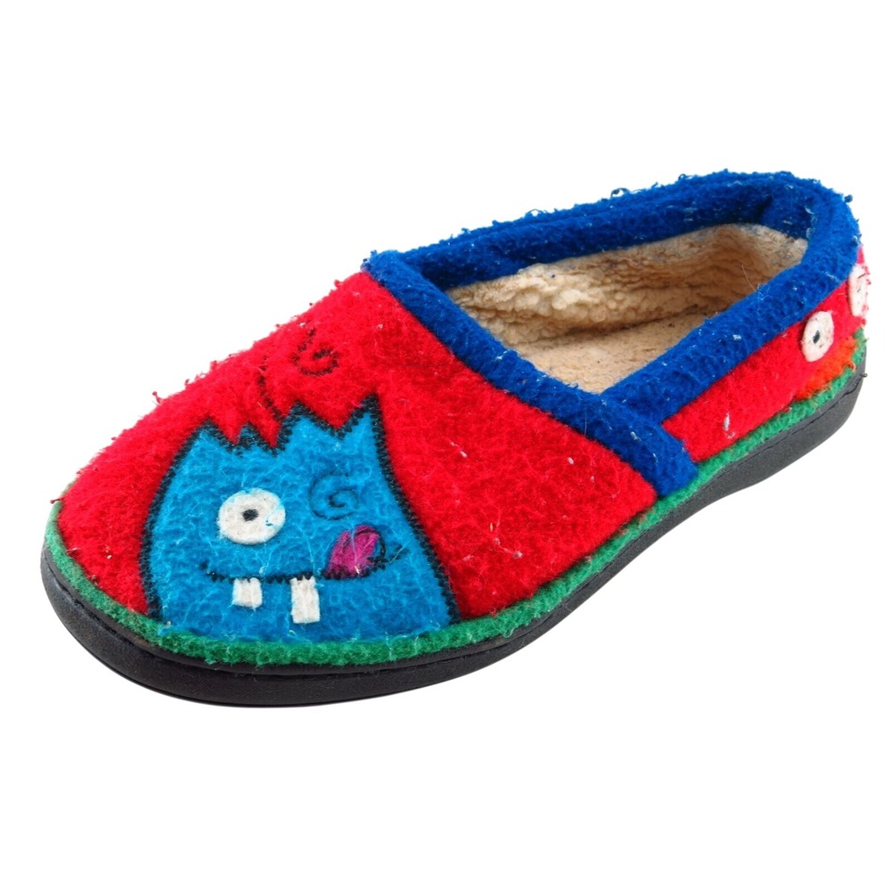 Acorn Toddler Boys Casual Shoes Size 12.5-13.5 Red Fabric‎ Slip On Slippers